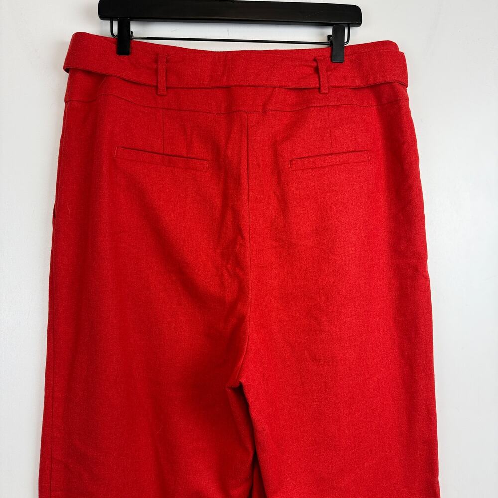 Boden Womens Wide Leg Tie Waist Trouser Pants Wool Blend Red - 12 US - Picture 5 of 9